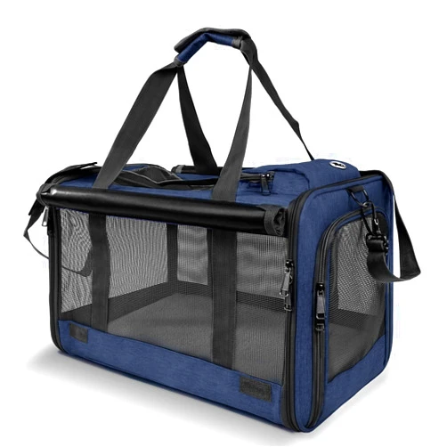 GAPZER Medium Cat Carrier for Large Cat 15 lbs+ Soft Pet Carrier Small Puppy/Ventilated 2 Kittens Car Travel Bag Case/Comfy Big Cat 25 Pounds/Soft-Sided Mesh Cat Products Dark Blue
