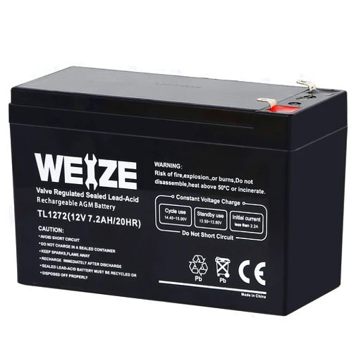WEIZE 12v 7.2ah Rechargeable Sealed Lead Acid Battery