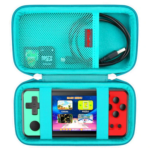 Elonbo Carrying Case for KAVOYI/TEBIYOU/Beico 32 Bit Handheld Games, Portable Arcade Gaming Player Travel Storage Cover, Electronic Video Games Toy Organizer Holder Bag, Green+Inside Green