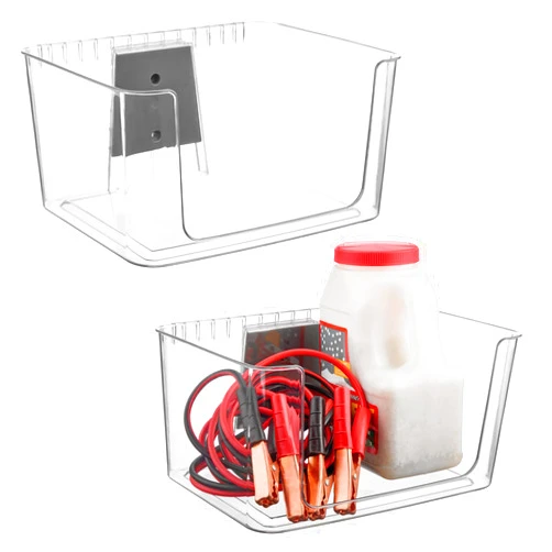 IDesign InterDesign iDesign Large Wallspace Open-Front Bin and Bracket - Wall-Mounted Bin - Set of 2 - Clear/Charcoal