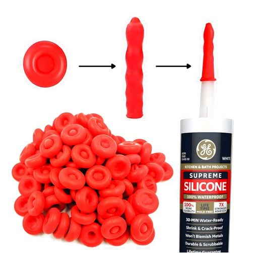 GEMLORD 40 Pcs Caulk Cap Caulk Saving Cap Caulk Finishing Tool Caulking Tube Sealing Caps Caulk Saver Cover Sealer for Sealing and Preserving, Red