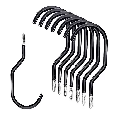 360DigitalSignage 8Pack Heavy Duty Bike Storage Hooks Set, Utility Storage Wall Mounted Garage Bicycle Hook Set, Space Organizer Garage Basement Tool-Black