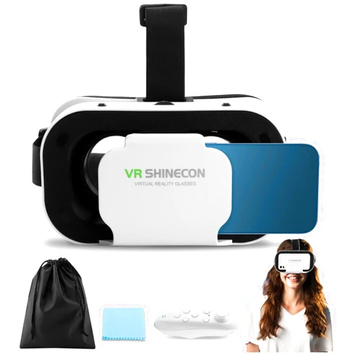 XuYelora VR Headset, 3D VR Glasses Virtual Reality Headset for Kids & Adults with Controller, Universal Virtual Reality Goggles Compatible 4.7-6.5