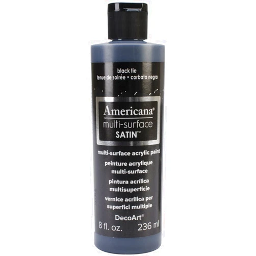DecoArt Americana Multi-Surface Satin Acrylic Paint, 8-Ounce, Black Tie