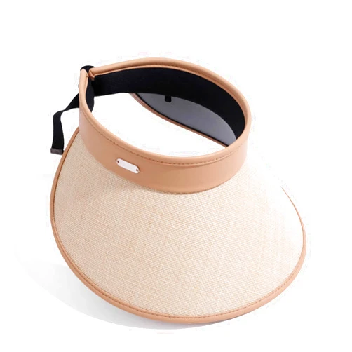Senro Vientian Wide Brim Visor Women & Men, Straw Sun Visor Hat with Chin Strap for Beach & Travel