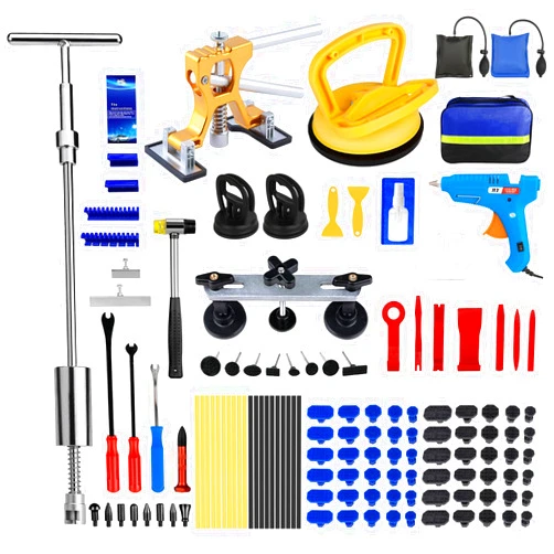 Bitlyle Dent Puller Hail Remover Kits,129pc Professional Car Paintless Dent Removal Tools,Slide Hammer 2 in 1 T-Bar, Adjustable Dent Lifter,Bridge Puller for Auto Dent Damage Removal, Door Dings