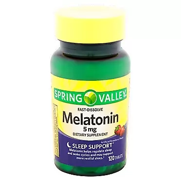 Equate Spring Valley Melatonin Strawberry Flavor Dietary Supplement Fast-Dissolve Tablets, 5mg, 120 count by Equate