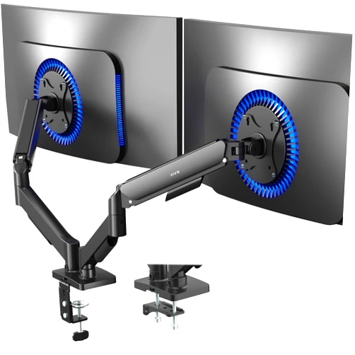 VIVO Dual Monitor up to 32 inches and 19.8 lbs per Screen, Pneumatic Arm Desk Mount, Articulating Counterbalance, VESA Stand, Classic, STAND-V002O