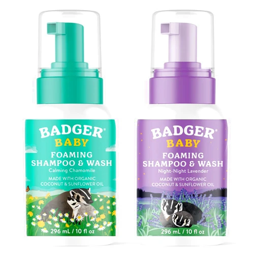 Badger Baby Wash, Calming Chamomile & Relaxing Night Night Lavender Combo, Organic Baby Body Wash, 4 fl oz (2 Pack)