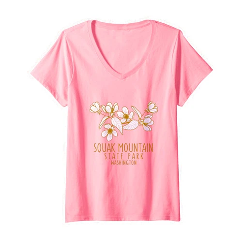 Scenic Washington Design Co. Womens Squak Mountain State Park Washington Wildflowers V-Neck T-Shirt