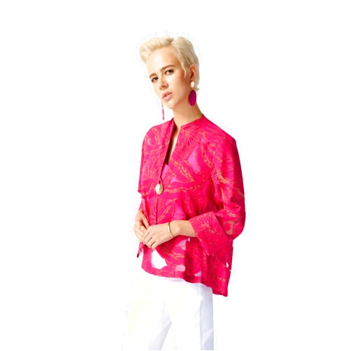 Joseph Ribkoff Jacquard Tropical Print Swing Jacket Style 24219