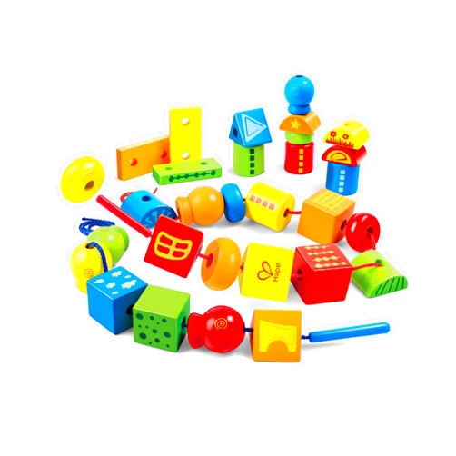 Hape String Shapes Wooden Toy Blocks in 32 Pieces, 3+ Years, Water Based Paint, String