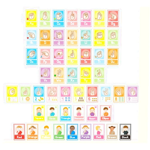 gisgfim 51Pcs ASL Alphabet Line Bulletin Board Set ASL Alphabet Posters for Classroom Bright Colors American Sign Language Posters ABC Number Flash Cards Wall Decor for Kids Toddler Preschool Learning