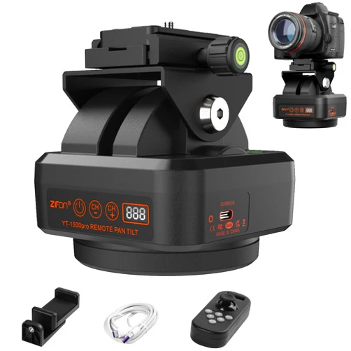 ZTIANFOTO YT-1500 Pro Auto Motorized Rotating Panoramic Head with Remote Control AI Intelligent Follow Function and Live Function Support 2kg（70.5 Ounce） Camera Phone Pan Tilt Video Tripod Head
