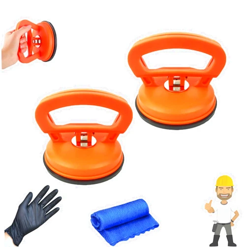 Zusor Dent Puller, Car Dent Puller, Portable Car Dent Puller Handle Lift, Body Paint-Free Dent Removal Repair Tool, Suitable for Different Sizes of Body Dents, Glass, Tiles and Mirrors (Orange*2)