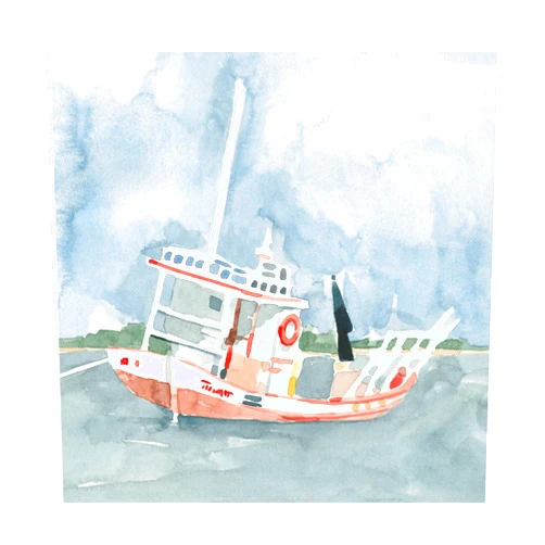 Trademark Fine Art 'Bright Fishing Boat II' Canvas Art by Emma Caroline