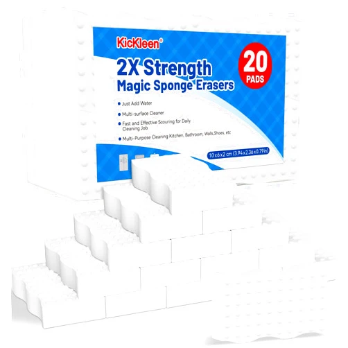 Kickleen 20 Pack Magic Sponges Cleaning Eraser, 2X Density Melamine Sponge,Cleaning Pad for Bathroom,Kitchen,Dish,Furniture, Floor,Wall,Shoe,Cleaner, Non-Scratch Scrub Foam (20)