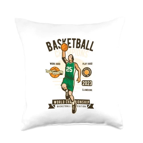 Della Worx Sports Basketball Player Game Coach Sports Lover Dunk Throw Pillow, 18x18, Multicolor