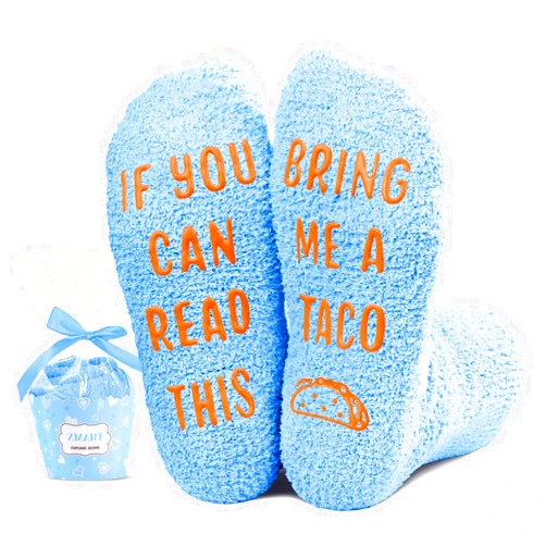 Zmart Fuzzy Taco Socks for Kids - Taco Gifts for Boy Girl, Cinco De Mayo Gifts, 7-9 Years