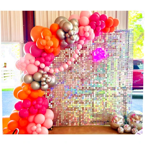 Shimmerhoo Shimmer Wall Backdrop - 24pcs Decorations Panel | Wedding, Birthday, Anniversary, Engagement & Bridal Shower Party Decor Panel (Iridescent Silver)