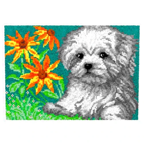 clubevy Latch Hook Kits,Latch Hook Dog Rug Making Kit for Adults and Kids, Cute Puppies Dog Lactch Hook Rug Making Needlework Kits for Beginners