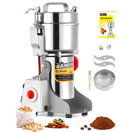 CGOLDENWALL 700g Electric Grain Grinder Mill Safety Upgraded 2400W High-speed Spice Herb Grinder Commercial Superfine Grinding Machine Dry Cereals Pulverizer CE 110V (700g Swing Type)