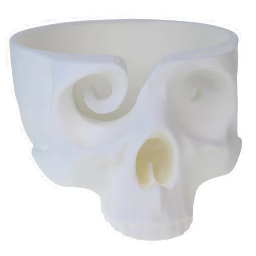 AXICIR Skull Head Bone Crochet Yarn Bowl Holder For Crocheting Knitting Accessories 3d Printed Halloween Decor (White)