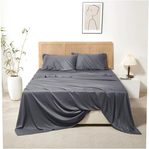 Wondnuga Queen Sheets Set Rayon Derived from Bamboo, 4-Piece Luxury Bedding Sheet & Pillowcase Sets, Cooling Sheets, Silky Soft and Breathable, 18