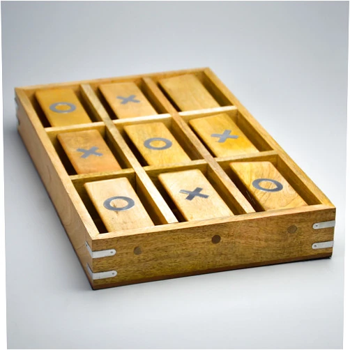 STAR INDIA CRAFT Handmade TicTacToe Wooden Board Games Large by STAR INDIA CRAFT - Wooden Tic Tac Toe Game Large - Natural Wooden Tic Tac Toe Games for Kids