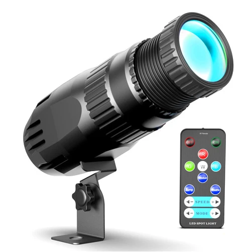 Queenfavor 10W RGBW 4 in 1 Mini Pinspot Light Remote Control Spotlight Super Bright Beam Pin Spot Light Disco Ball Light Jump Gradual Breathe Modes for Disco Party Bar Club Show Wedding Children's Theater
