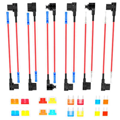 ALLECIN 4 Types 12V Car Add a Circuit Fuse Tap Kit 12 Volt Low Profile Mini Micro2 Standard Fuses Taps APR ATC ATO ATS Automotive Fusible Adapter with 4Pcs 5 10 15 20A Auto Blade Fuse（Pack of 28pcs）