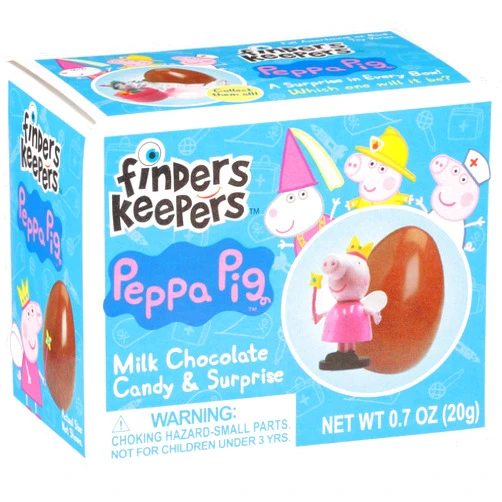 Finders Keepers Holiday Milk Eggs, Peppa Pig Toy Surprise for Stocking Stuffers & Candy Gifts, Milk Candy Eggs With Assorted Peppa Pig Toys, Chocolate, 4.2 Oz (Pack of 6)