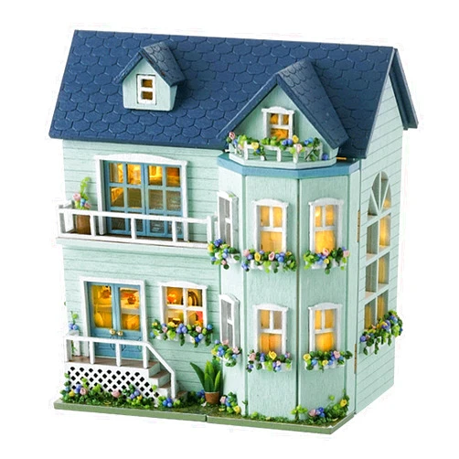 Flever Dollhouse Miniature DIY House Kit Creative Room with Furniture for Romantic Valentine's Gift (Warm House)