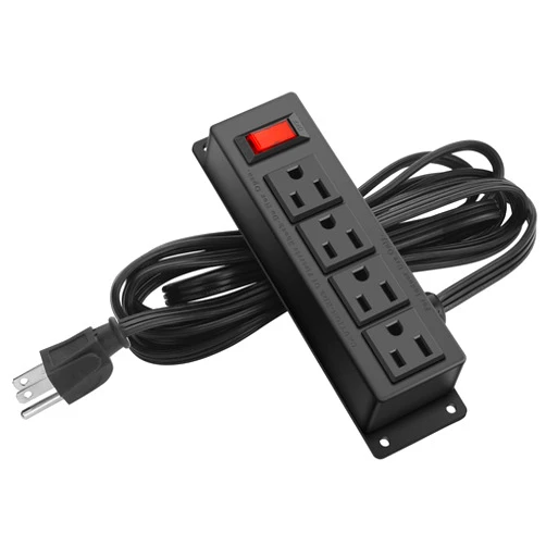 SICHOWEL Wall Mount Power Outlet Strip, 4 Outlet Mountable Power Strip with Switch, Under Desk Power Strip Connect with 6ft Cord Mount Under Desk, Workbench, Nightstand, Dresser, Table(4AC-6FT) Black