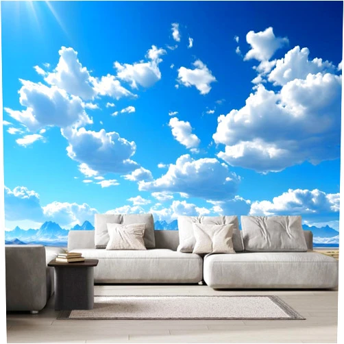 Danhuang Blue Sky And White Clouds Wall Mural 3D Summer Nature Peel and Stick Self-Adhesive Wallpaper for Bedroom Walls,Removable Sticker Home Decor TV Background Large Art Wall Painting,157