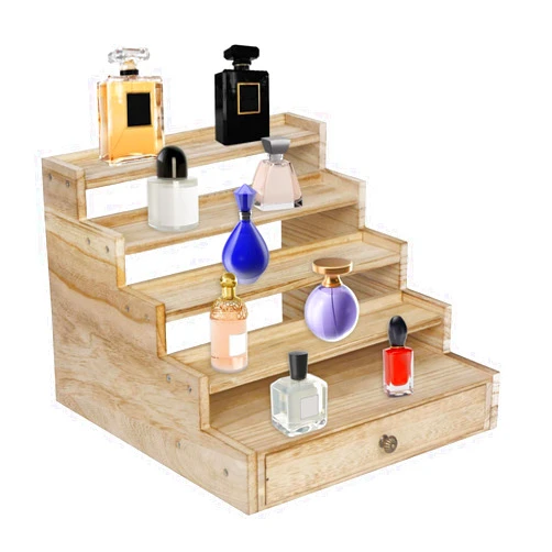BSRTOP Cologne Organizer Display Stand for Men: 5 Tier of Elevated Cologne Perfume Display Storage Shelf with Drawer