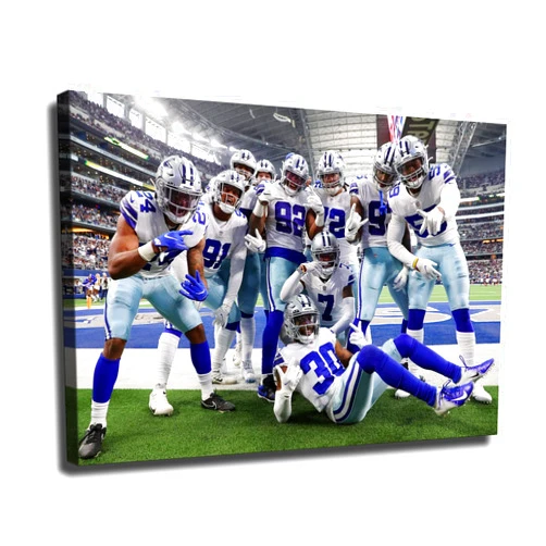 Shengtaishangmaohang Dallas City Cowboys team Player Photo Wall Art Football Field American Football Home Decor Gift Large Size Printed Waterproof Canvas Poster Wall Decor Poster Signs for Home boy gift girl gift (wood