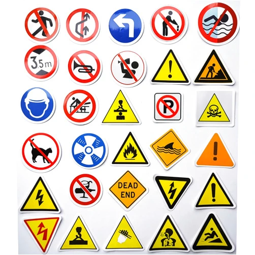 HiroKun 50Pcs Traffic Signs Decals Funny Traffic Warning Signs Stickers Workplace Safety Signs Graphics Exit Sign