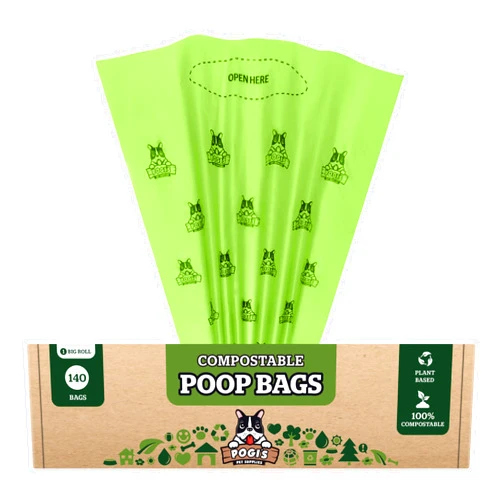 Pogi's Pet Supplies Pogi’s Compostable Dog Poop Bags - 140 Plant-based Grab & Go Dog Waste Bags - Leak-Proof, Extra-Large, ASTM D6400, EN 13432 Certified Poop Bags for Dogs