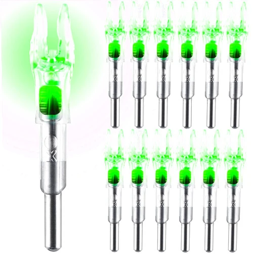 KEAUP 12 Pack X Lighted Nocks Universal Fit for Arrows with ID .204/.233/.244/.246 Light Up Nocks with ON/Off Switch for Archery Hunting