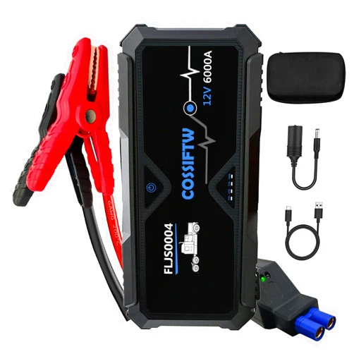 COSSIFTW 6000A Jump Starter Battery Pack Cold Start 6AWG Strong Booster Jumper Wire EC8 Port for 16.8L Gasoline or up to 14.8L Diesel, Passenger Car Motorcycle ATV UTV Truck Van RV Watercraft Tractor