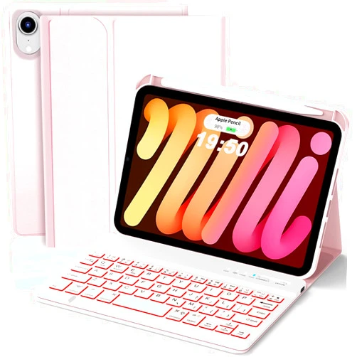 YUNPLE for iPad mini 7th 6th Gen Keyboard Case with 7 Color Backlit Pencil Holder - Detachable Magnetic Cover for iPad mini 7 (2024 A17 Pro) iPad mini 6(2021) 8.3 Inch, Multi-Angle Stand Long Battery