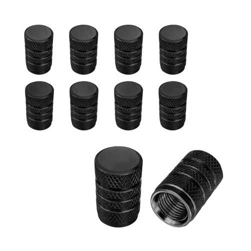 Ziciner 10 PCS Car Tire Valve Stem Caps, Aluminum Tire Air Cap Set, Dust Proof & Corrosion Resistant Stem Covers, Universal Car Accessories for SUV Bike Bicycle Truck Motorcycle (Black)