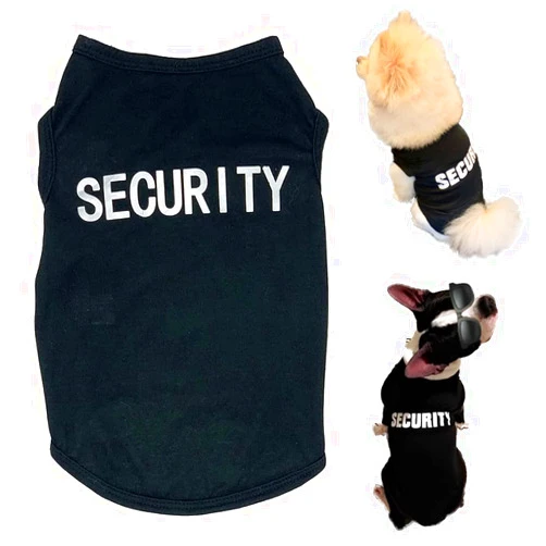 CAISANG Dog Shirts Security Cat Apparel Costumes for Cosplay，Breathable Pet T-Shirts，Summer Clothes Vest for Dogs Puppy Boy Girl (Small)