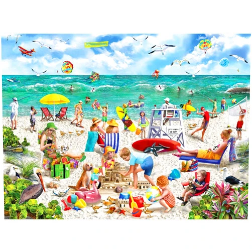 White Mountain Puzzles Beach Day Seek & Find - 1000 Piece Jigsaw Puzzle
