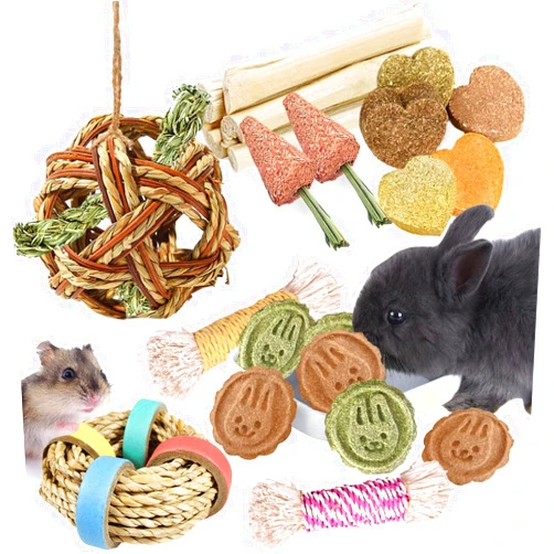 Dbeans Flourithing 20 PCS Rabbit Toys - DIY Grass Ball Design, Treats and Chew Toys for Guinea Pigs and Rabbits, Helps Digestion and Grinding Teeth - Must-Have Rabbit and Guinea Pig Chew Toys!