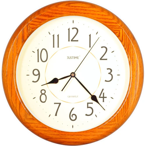 ISHIWA 14-inch Finest Round Oak Solid Wood Quality Quartz Wall Clock, Home Decor (WW0400 Natural Oak)