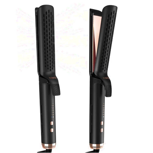 TOSAGE 360°Airflow Styler, 1 1/2 inch Curling Wand & Hair Straightener 2 in 1 with Ionic Cool Air to Lock in Style, Titanium Flat Iron Curler in One with Dual Voltage