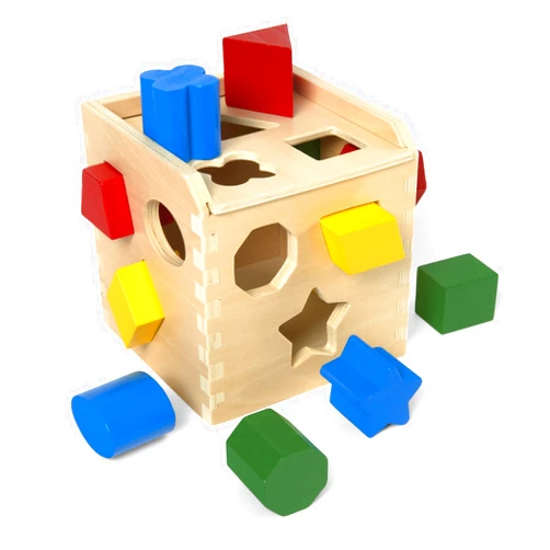 Melissa & Doug Shape Sorting Cube - Classic Wooden Toy With 12 Shapes Classic Kids Toys, Wooden Toddler Toys, Shape Sorter For Toddlers Ages 2+