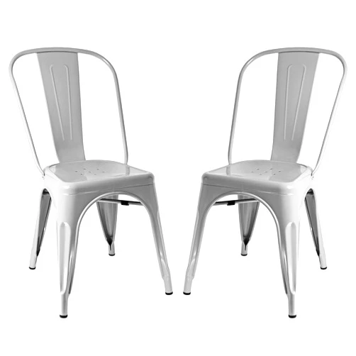 Sunjoy Group Stackable Metal Cafe Chair, Gray (Pack of 2)